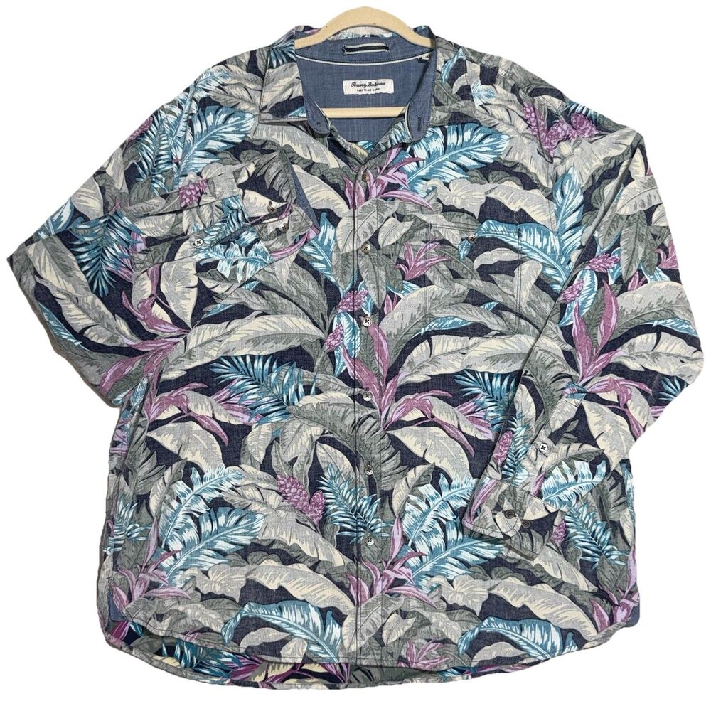 Tommy Bahama Men's Coastline Cord Lush Vines Leaf Print Corduroy Button Down XXL